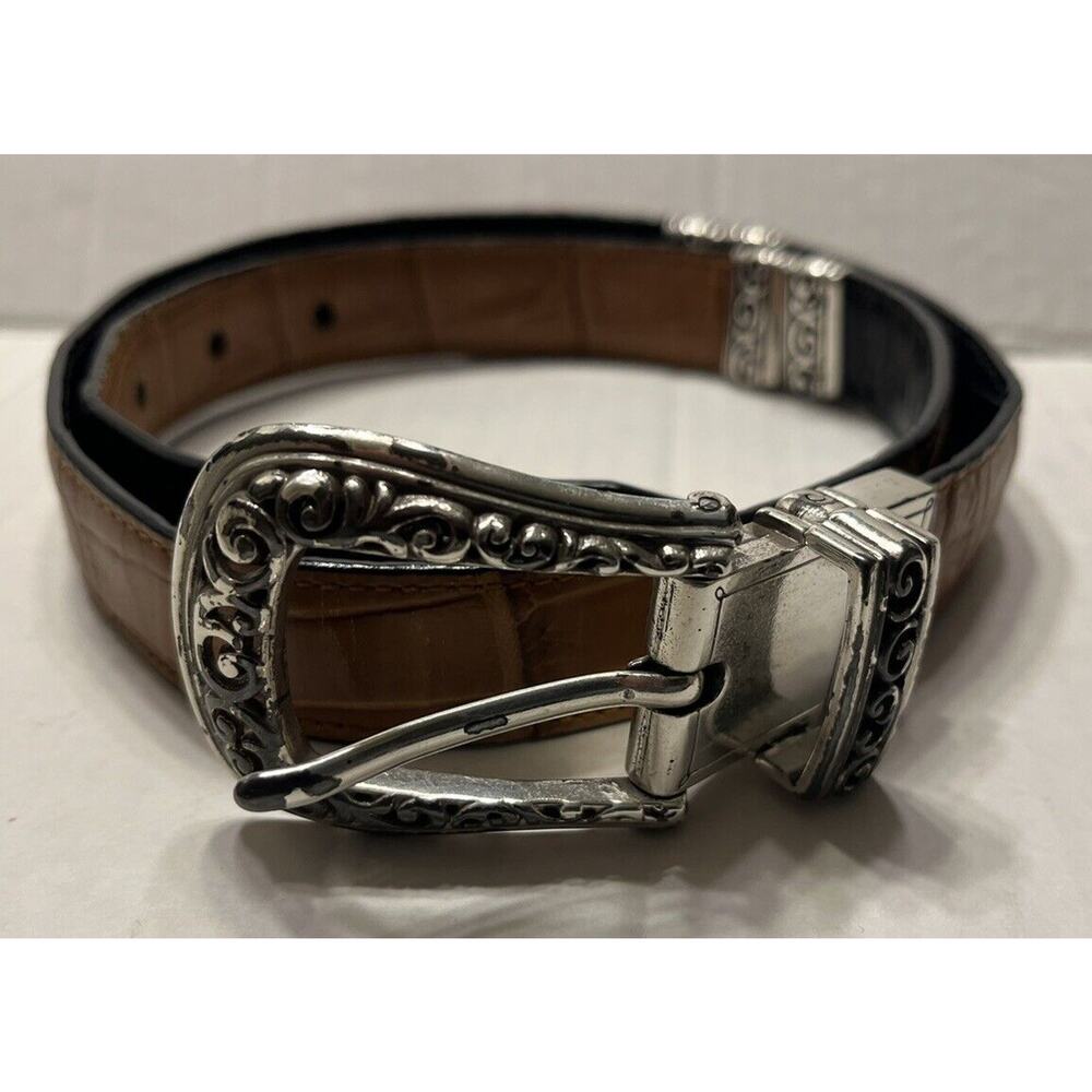 Brighton‎ M 30 Light Brown Leather Belt Silver Tone Buckle 43102 Vintage - Picture 3 of 8